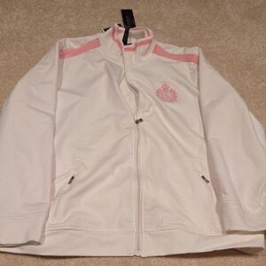 Lauren Ralph Lauren White and Pink Bomber Jacket